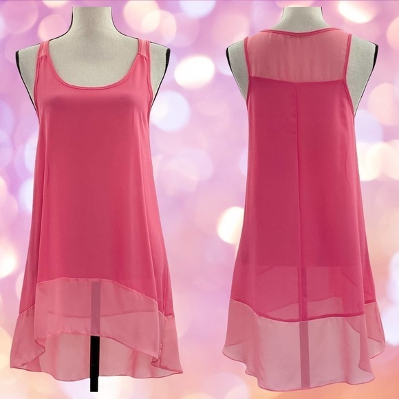 BOAZ Pink Sleeveless Sheer High Low Tunic Top - Picture 11 of 12